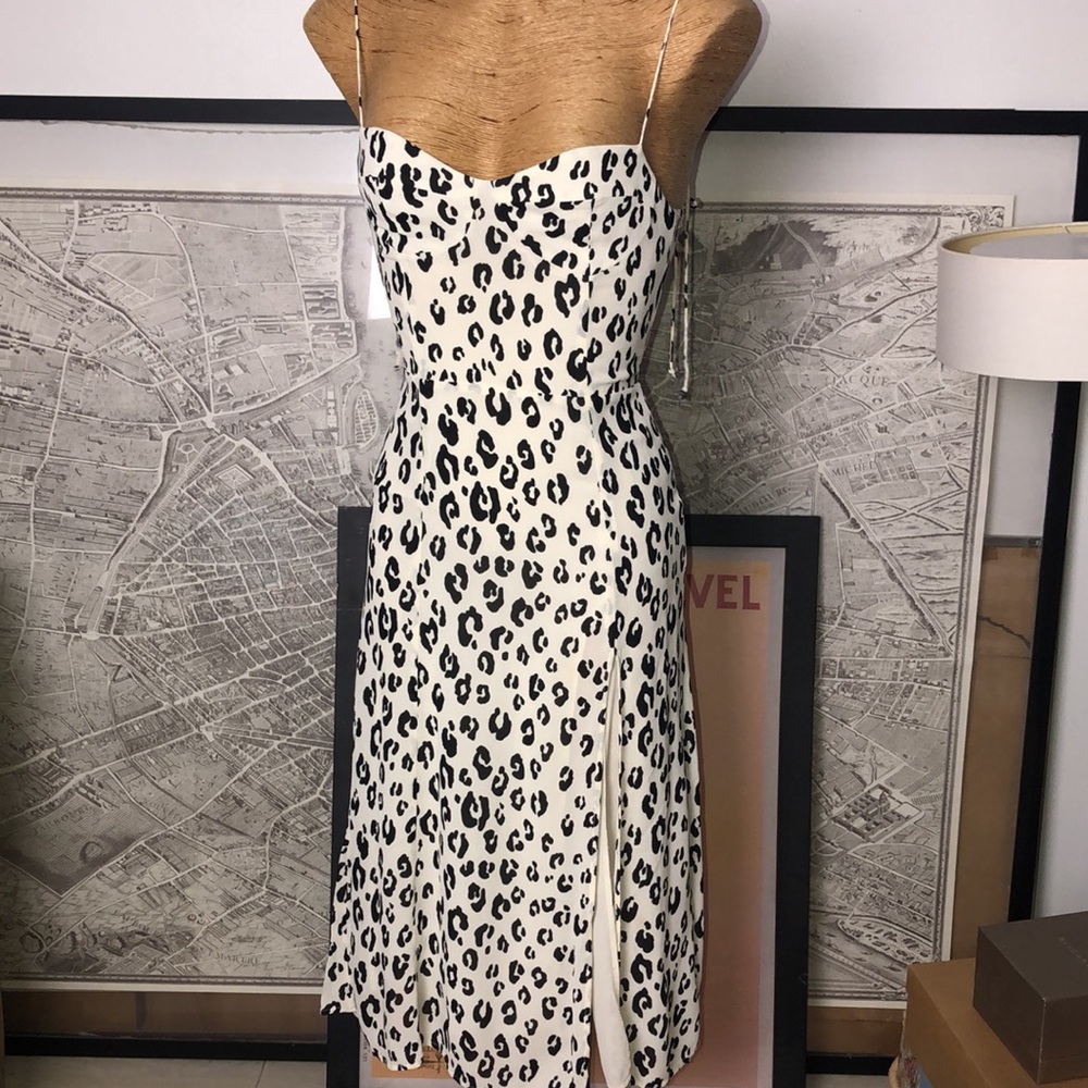 Reformation Leopard Print Spaghetti Strap Dress Size 6 - Picture 7 of 15